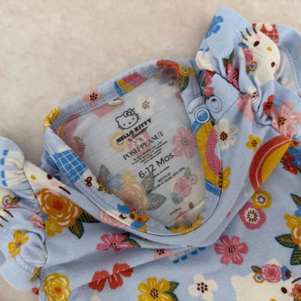 Posh Peanut Hello Kitty Blue Floral Rainbow Bodysuit